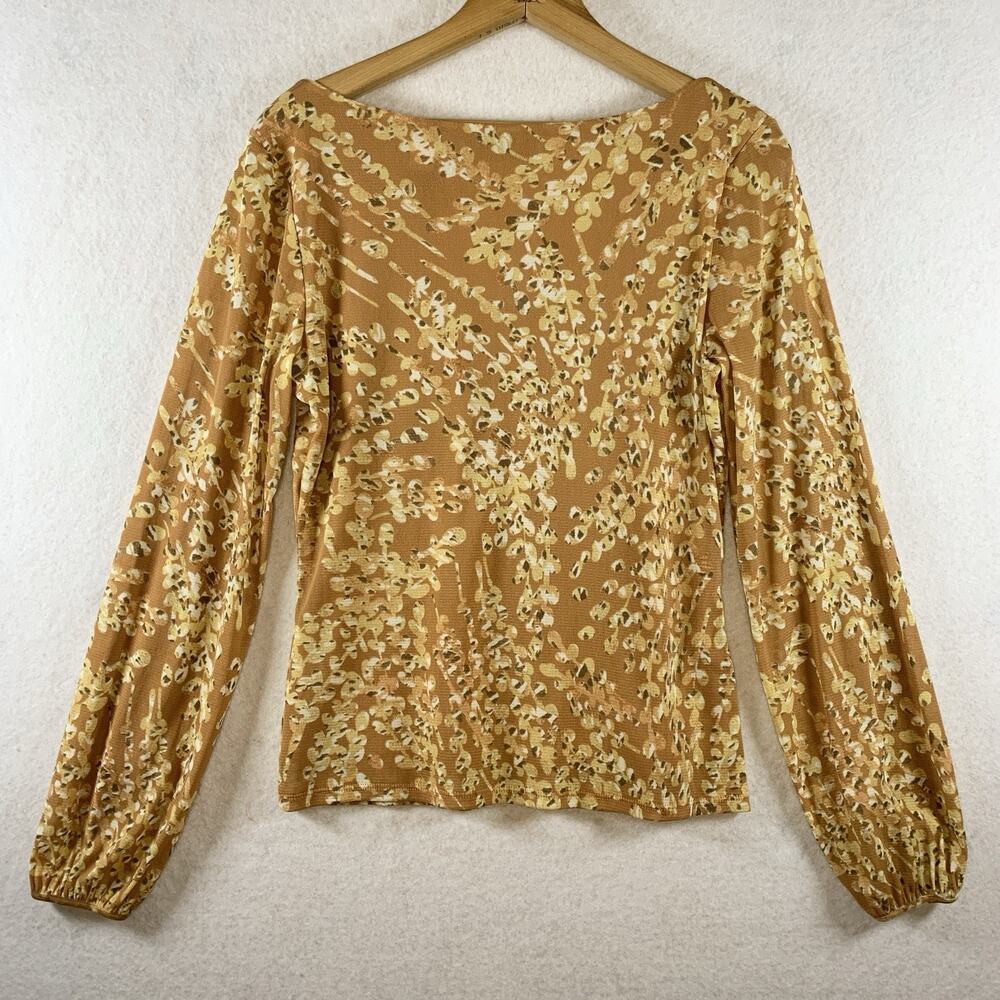 Womens Y2K Sheer Mesh‎ Babydoll Top Sz M Earthy Balloon Long Sleeve Cottage - Picture 7 of 16